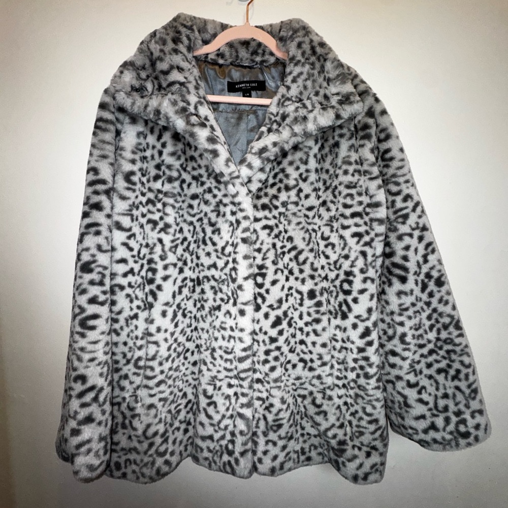 Kenneth Cole Snow Leopard Faux-fur Coat
